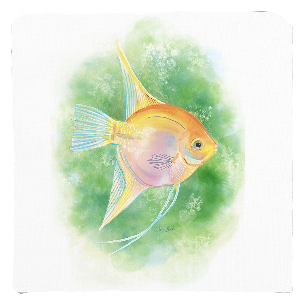 Watercolor Angelfish Throw Pillow