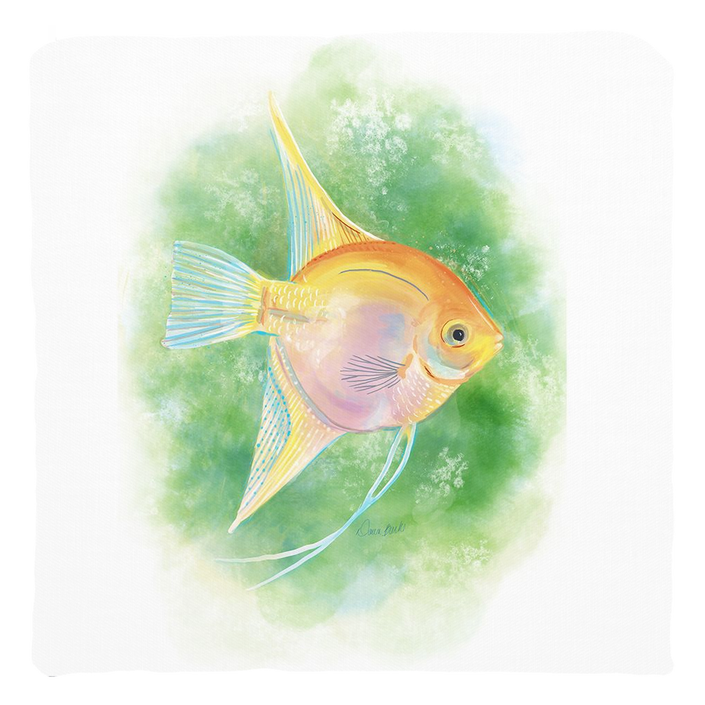 Watercolor Angelfish Throw Pillow