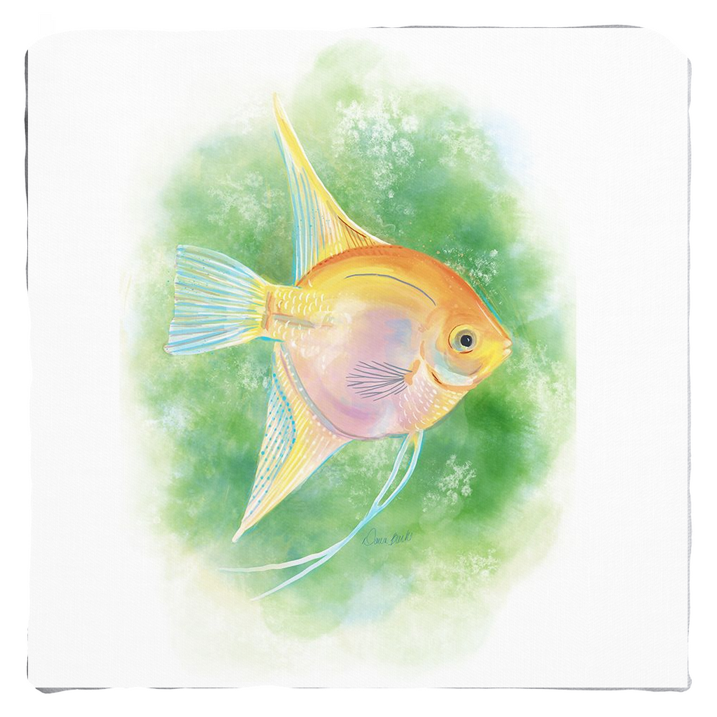 Watercolor Angelfish Throw Pillow