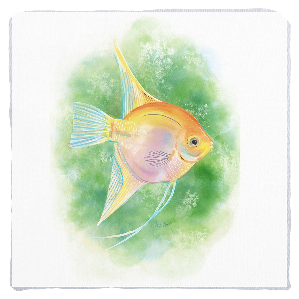 Watercolor Angelfish Throw Pillow