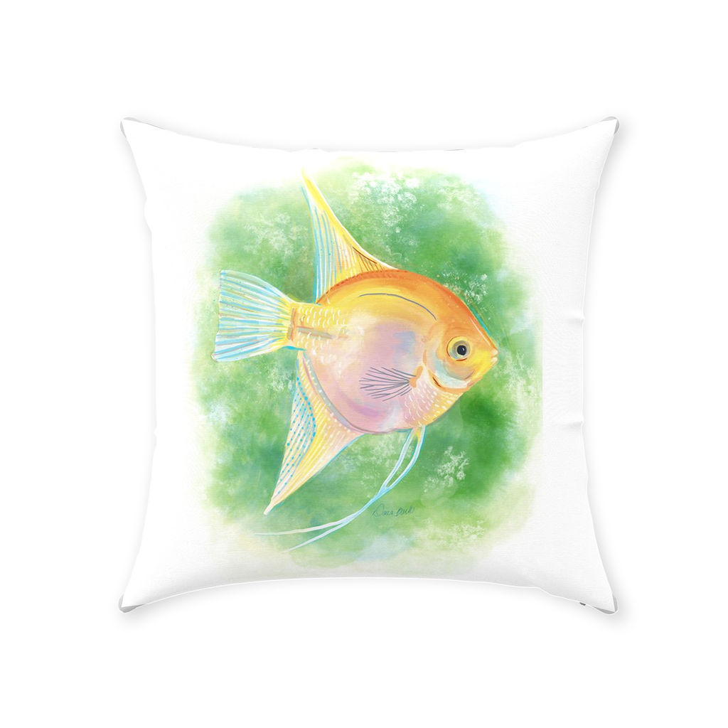 Watercolor Angelfish Throw Pillow