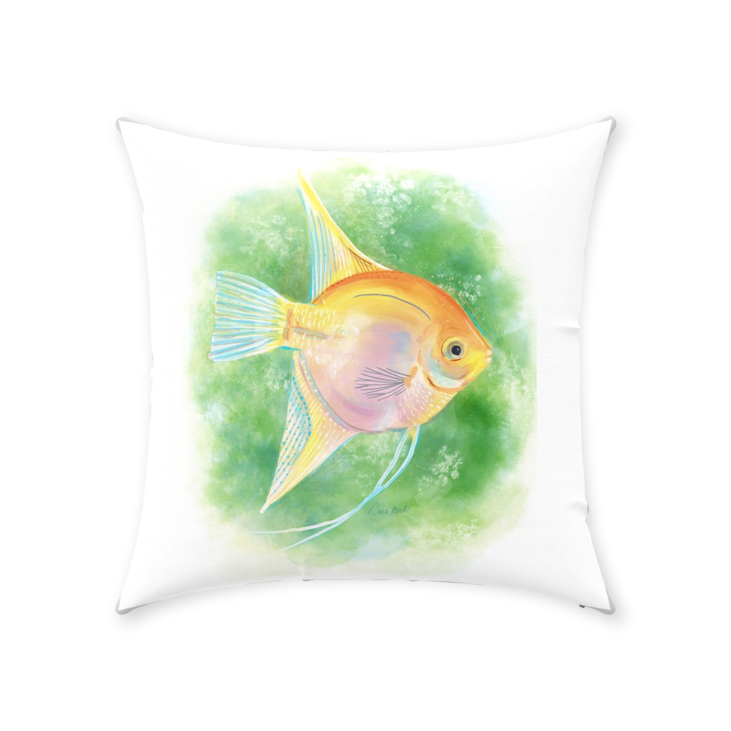 Watercolor Angelfish Throw Pillow
