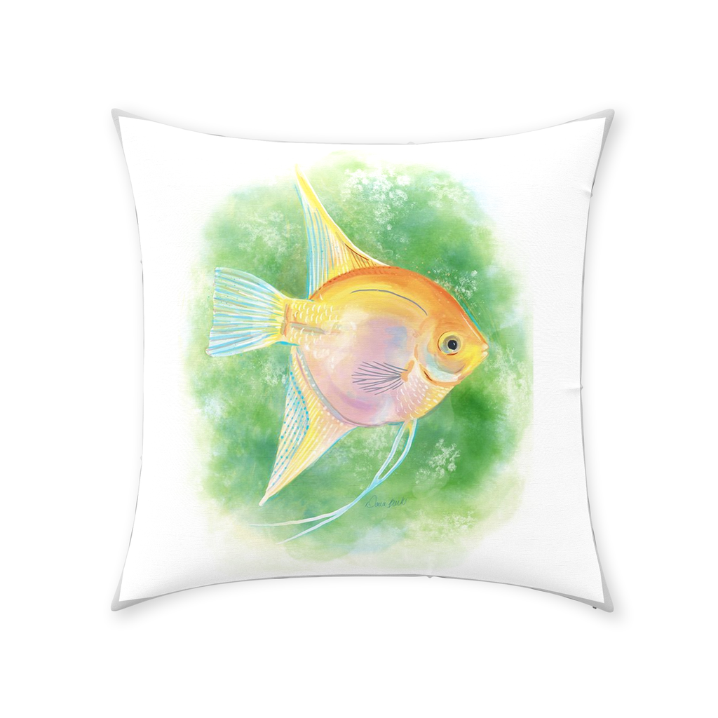Watercolor Angelfish Throw Pillow