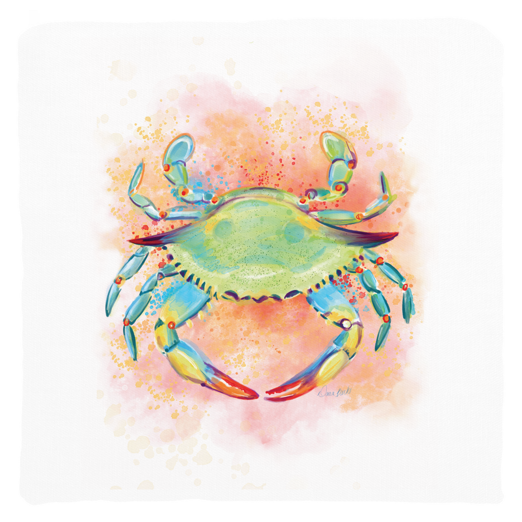 Watercolor Crab Throw Pillow