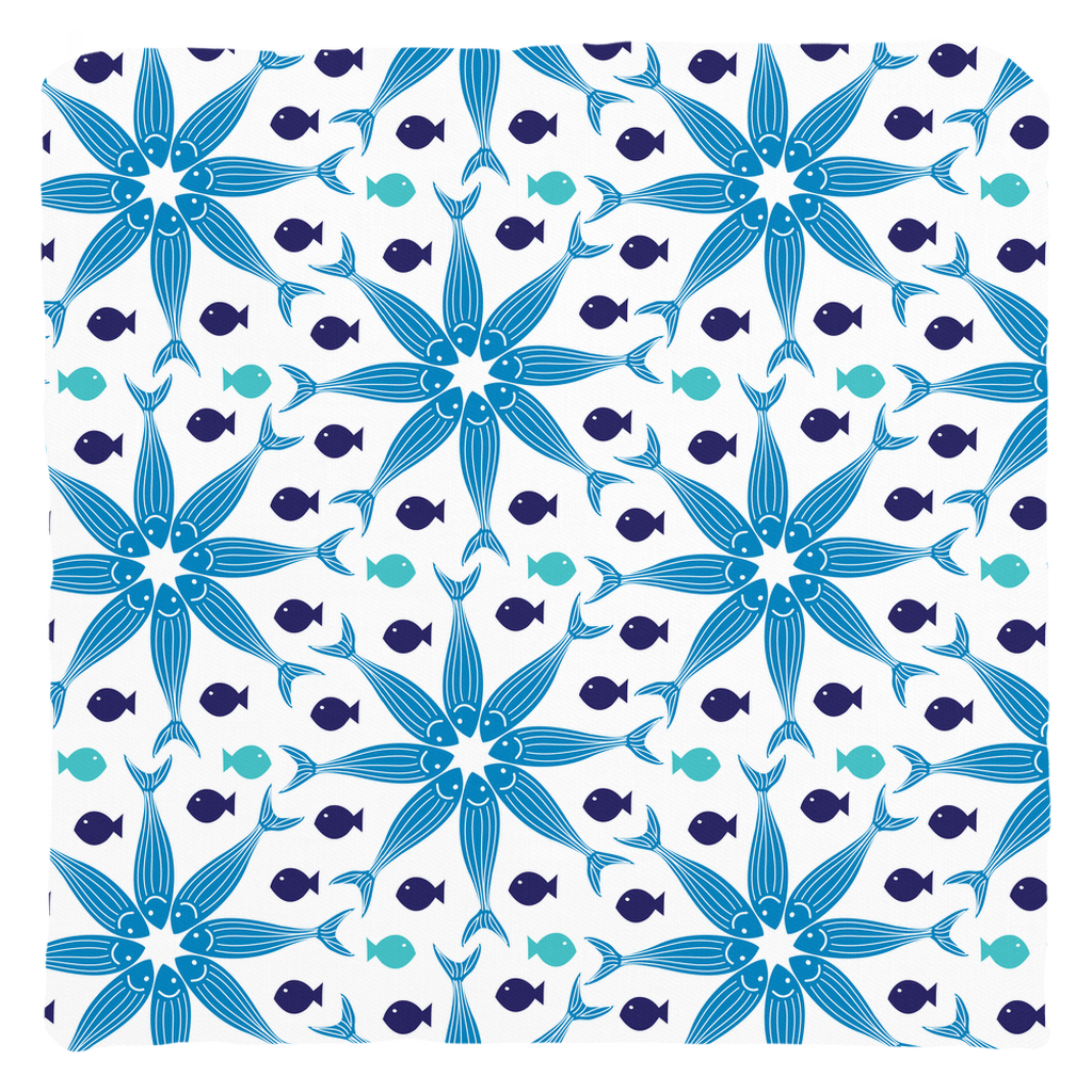 Geometric Blue Fish Throw Pillows