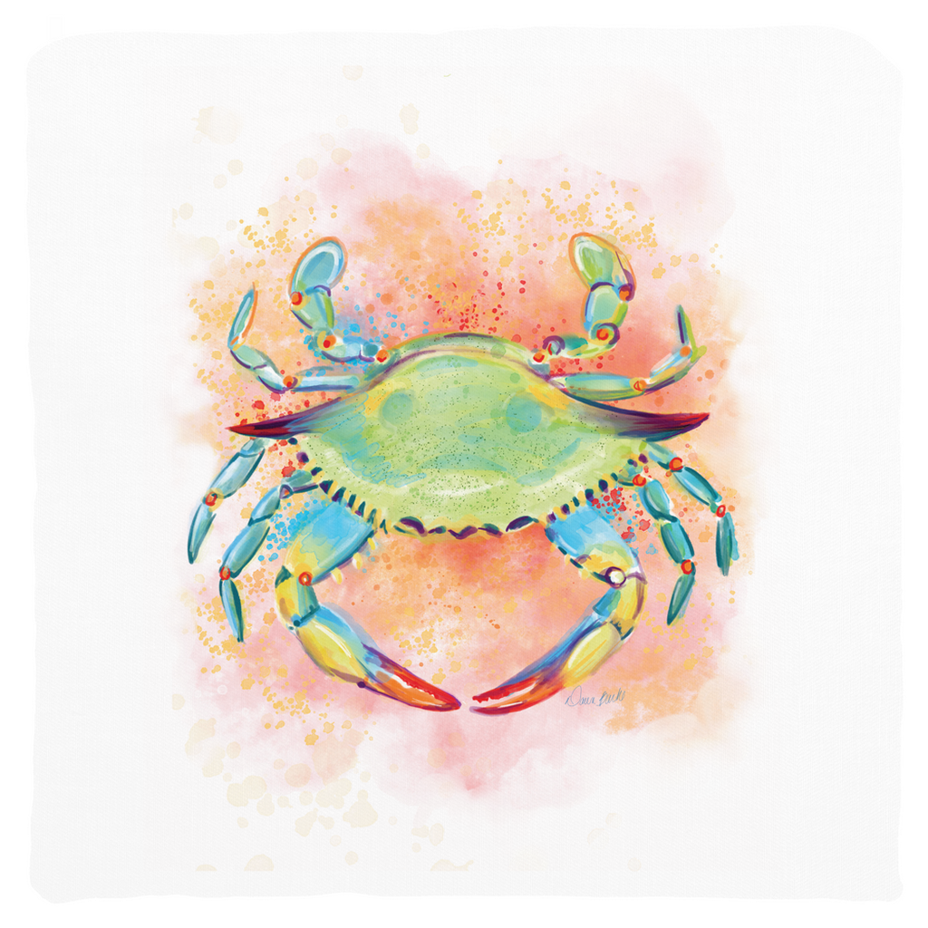 Watercolor Crab Throw Pillow