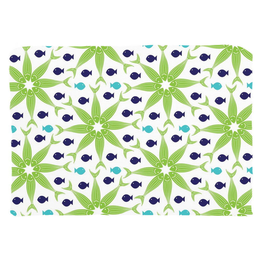 Geometric Green Fish Throw Pillows