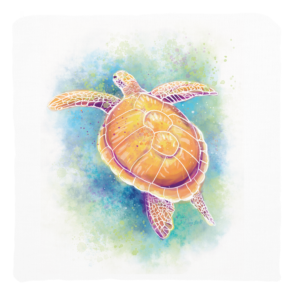 Watercolor Turtle Throw Pillow