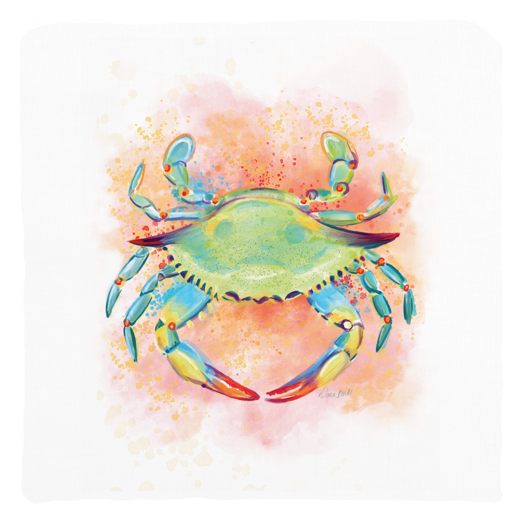 Watercolor Crab Throw Pillow