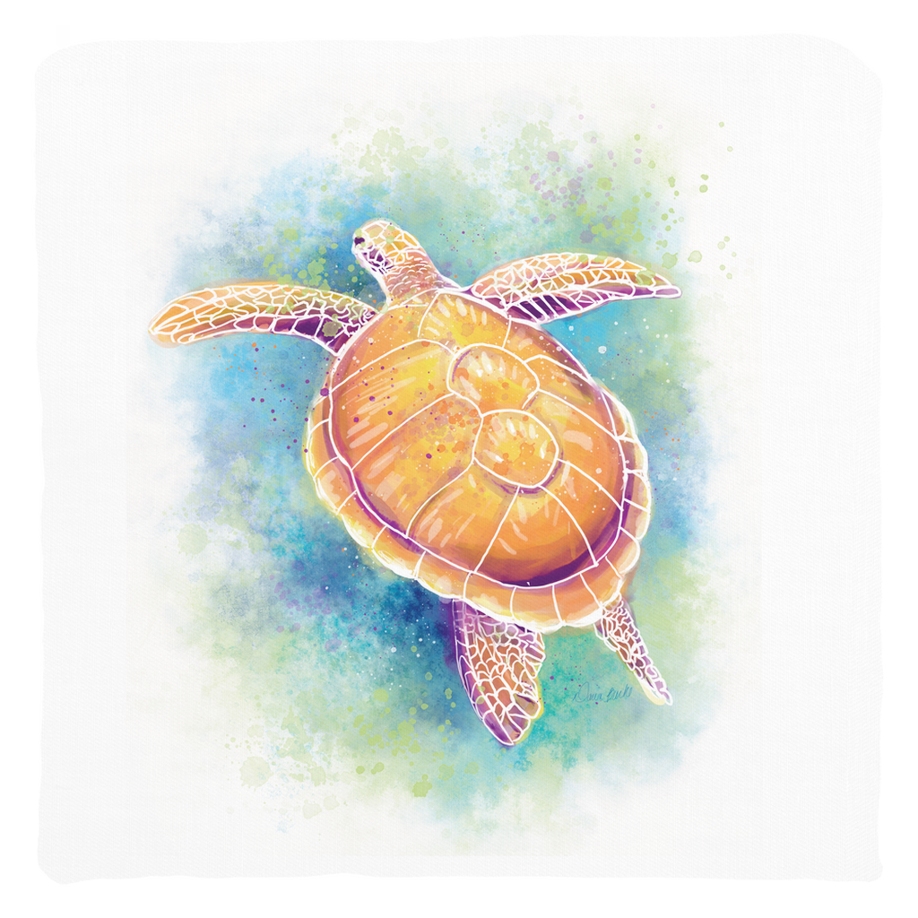 Watercolor Turtle Throw Pillow