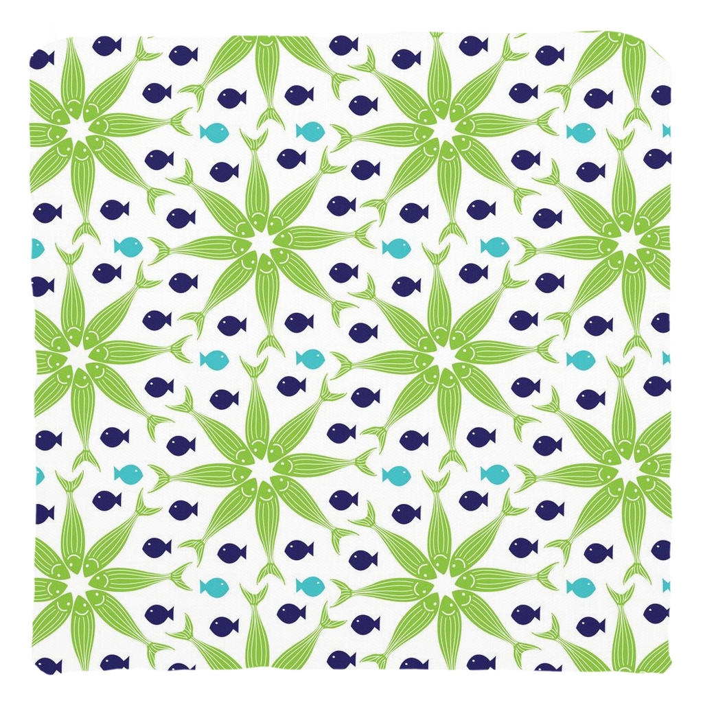 Geometric Green Fish Throw Pillows