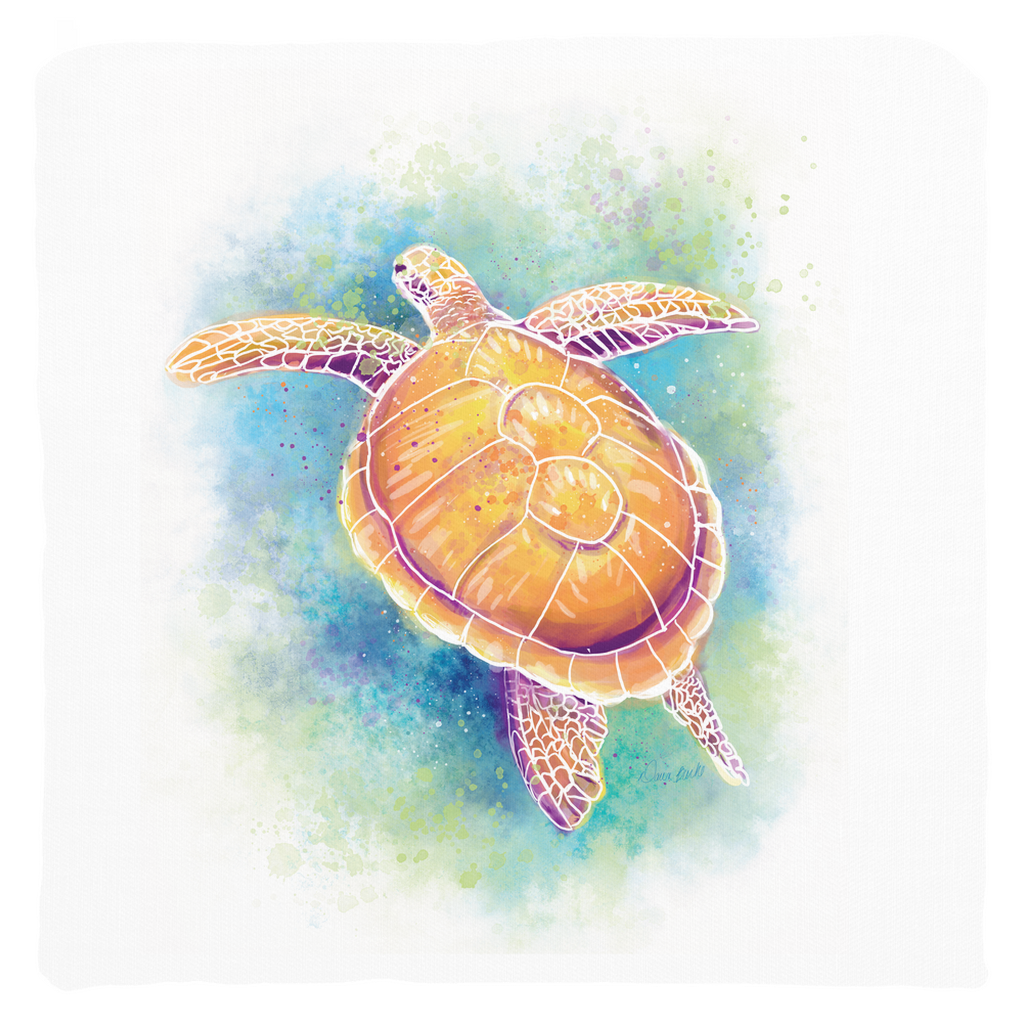 Watercolor Turtle Throw Pillow