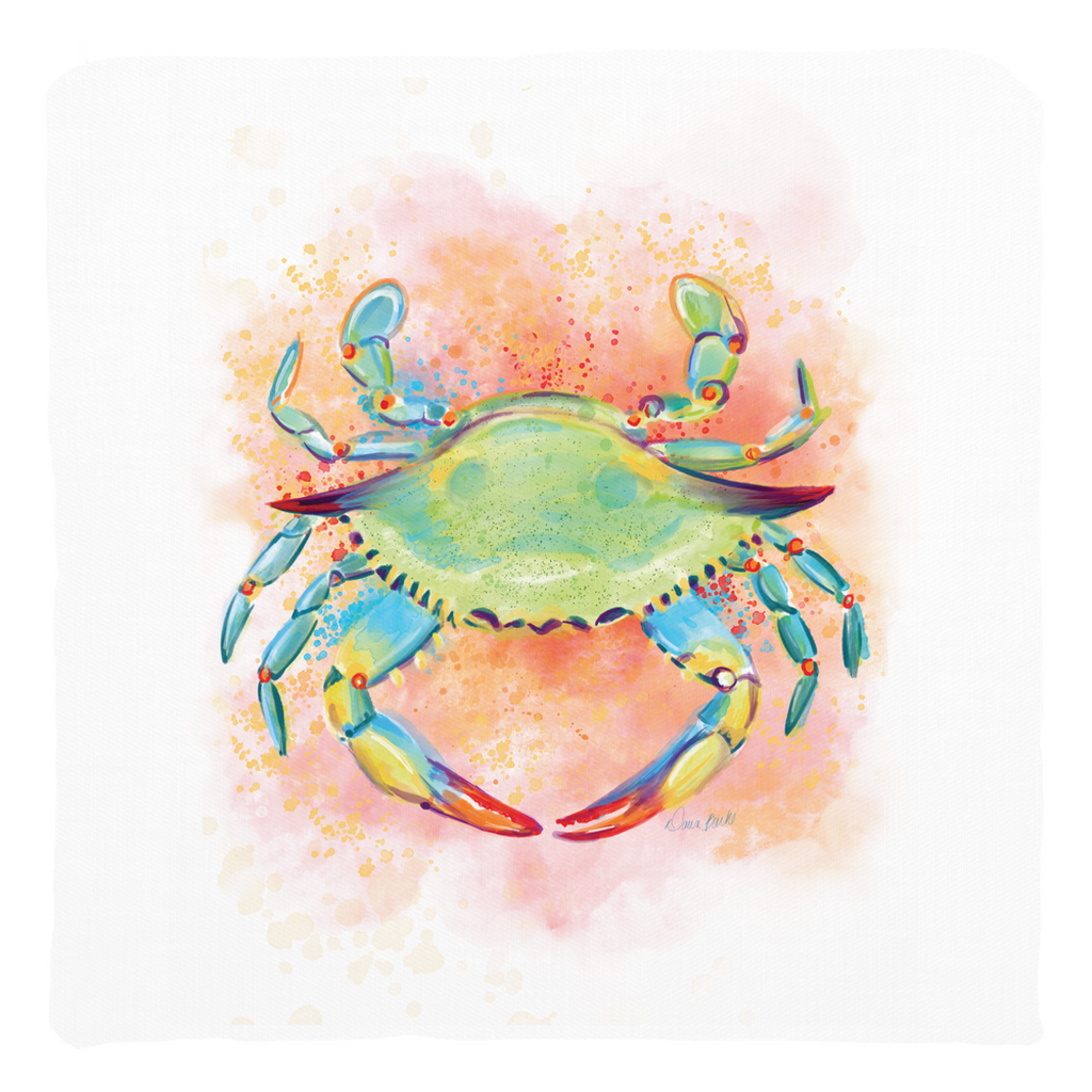 Watercolor Crab Throw Pillow