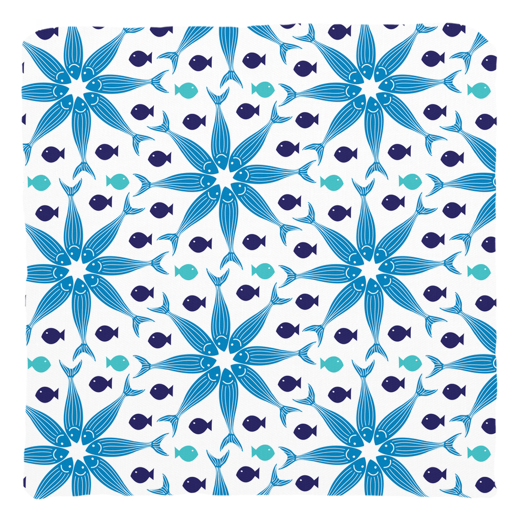 Geometric Blue Fish Throw Pillows