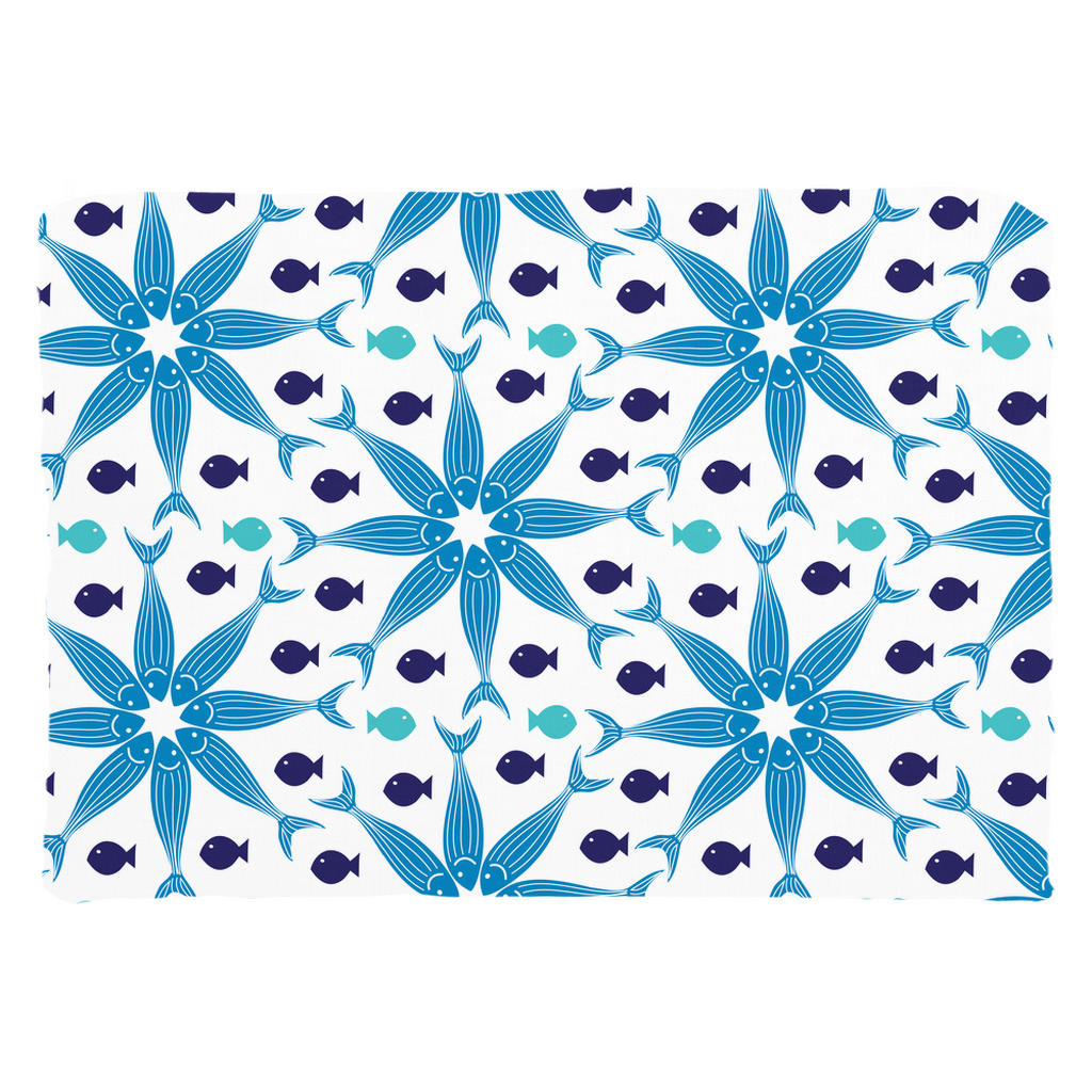 Geometric Blue Fish Throw Pillows