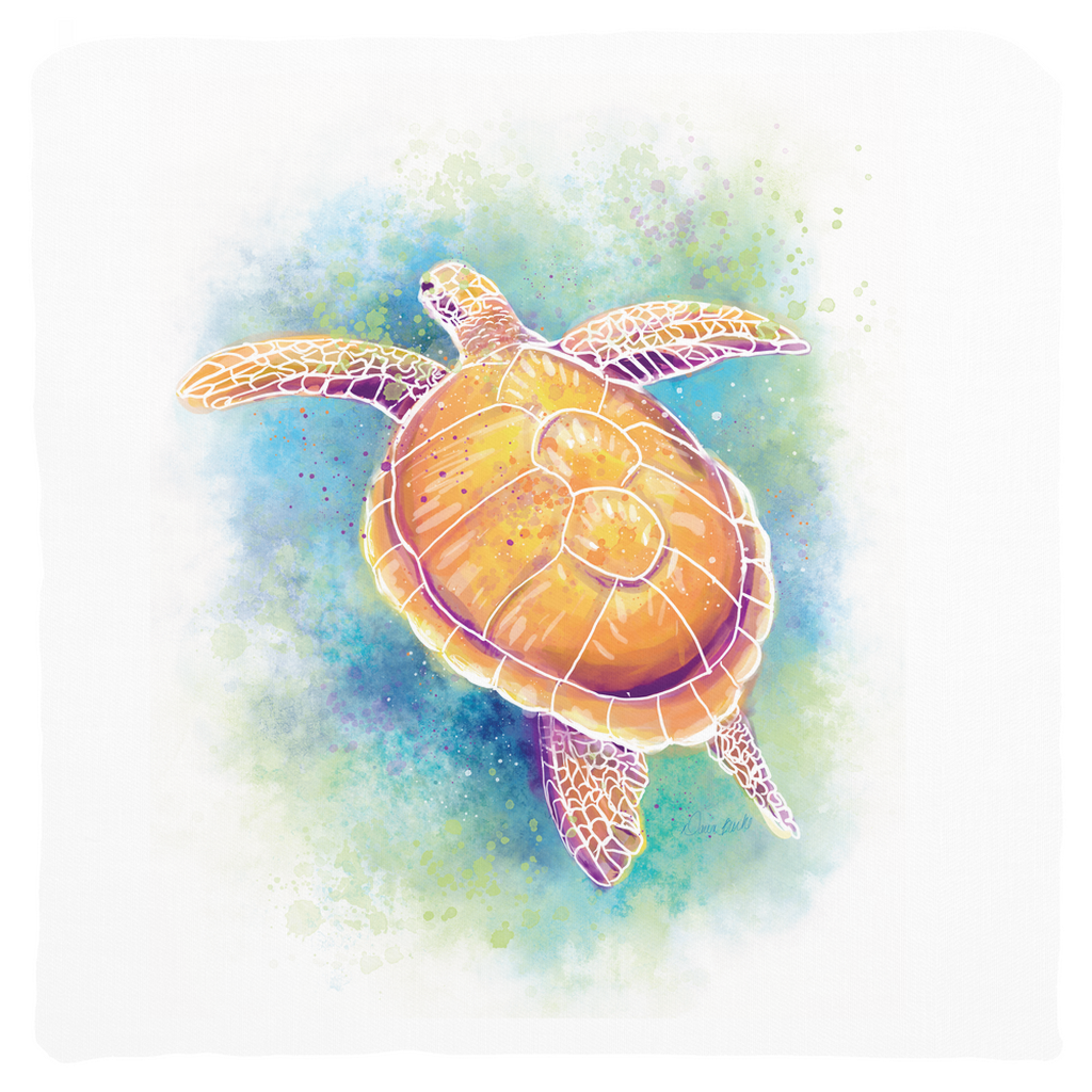 Watercolor Turtle Throw Pillow
