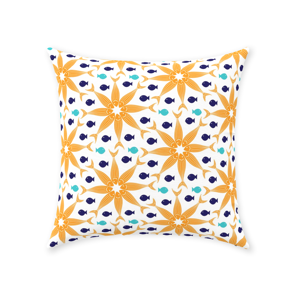 Geometric Orange Fish Throw Pillows
