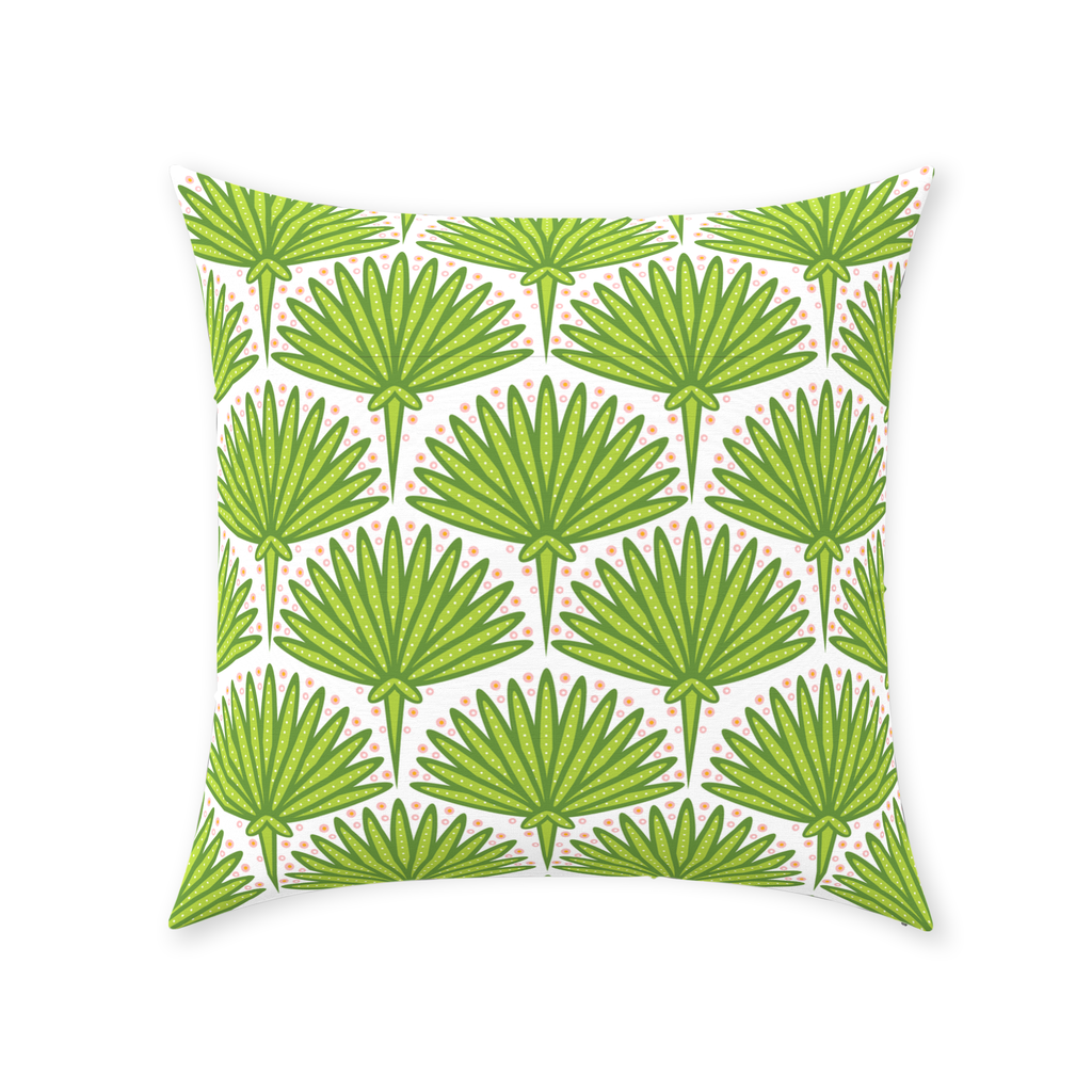 Green Palm Leaf Throw Pillows