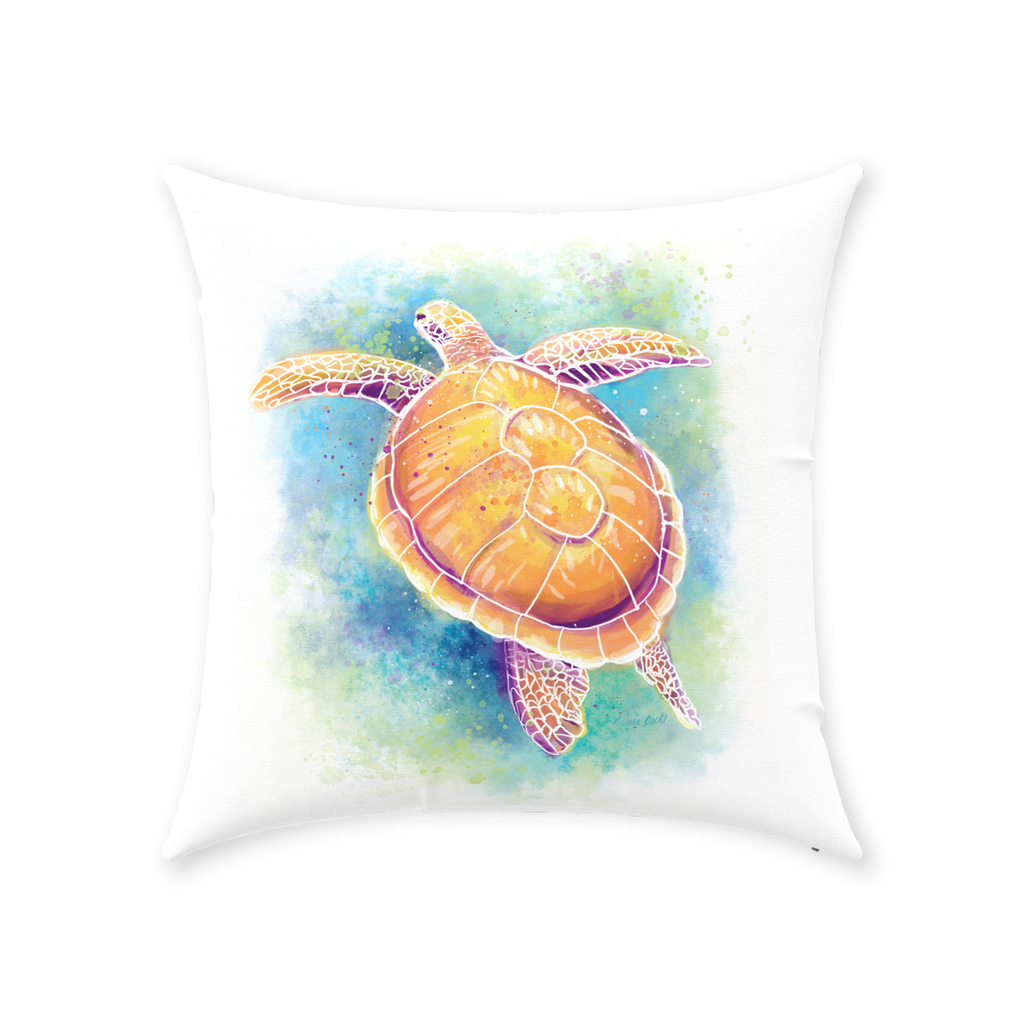 Watercolor Turtle Throw Pillow