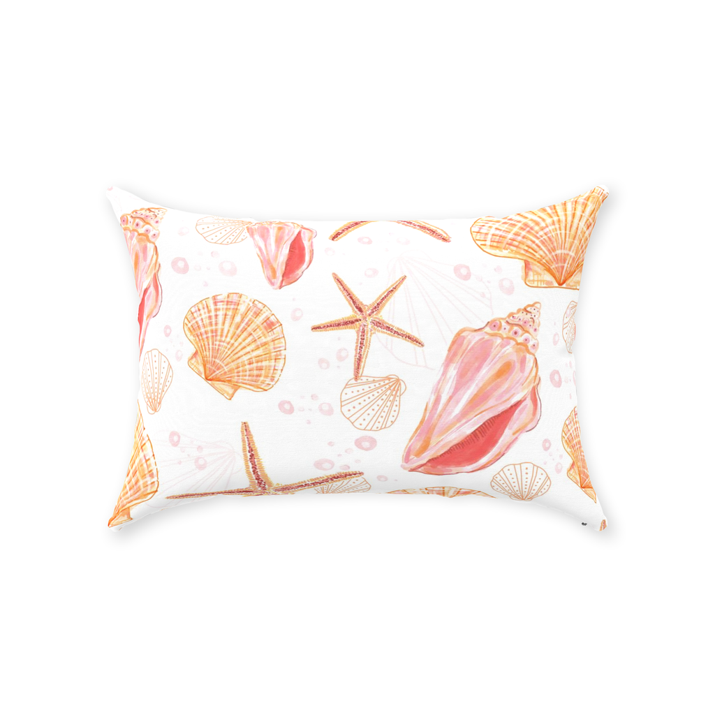Shell Me On White Throw Pillows