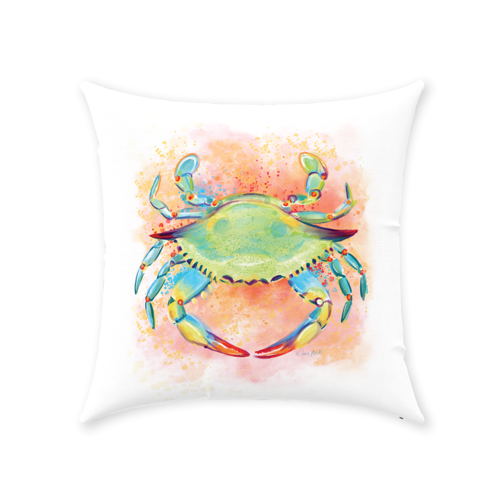 Watercolor Crab Throw Pillow