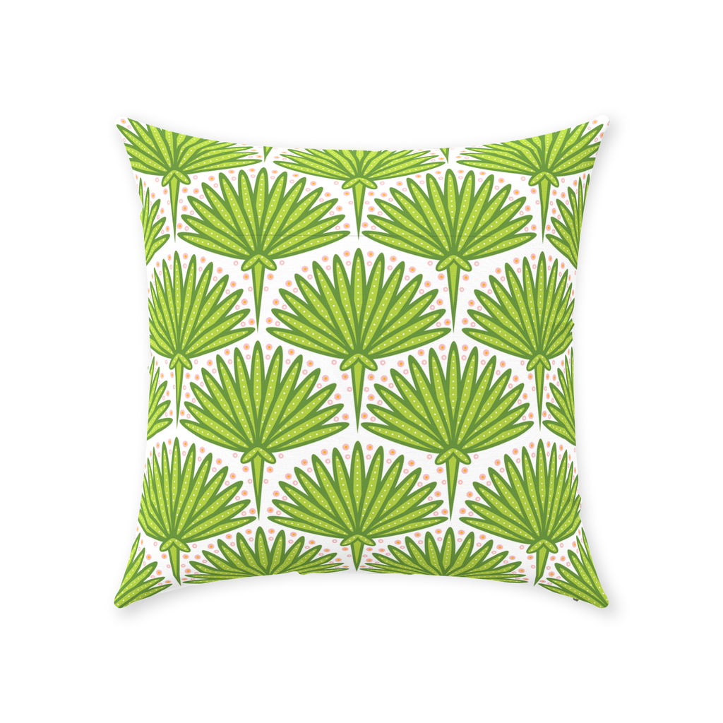 Green Palm Leaf Throw Pillows