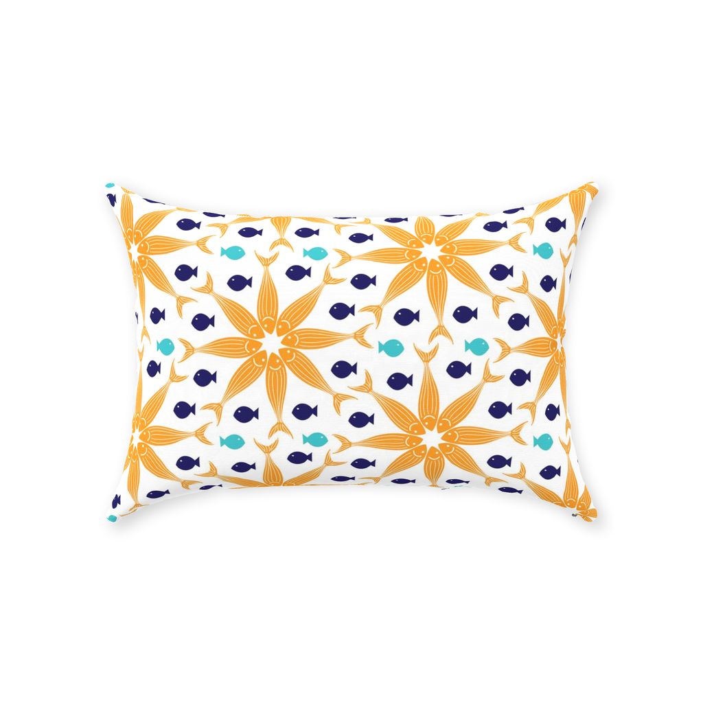 Geometric Orange Fish Throw Pillows