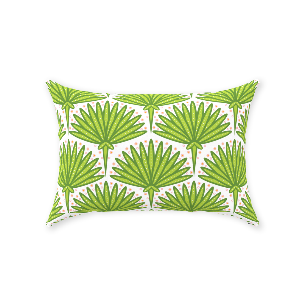 Green Palm Leaf Throw Pillows