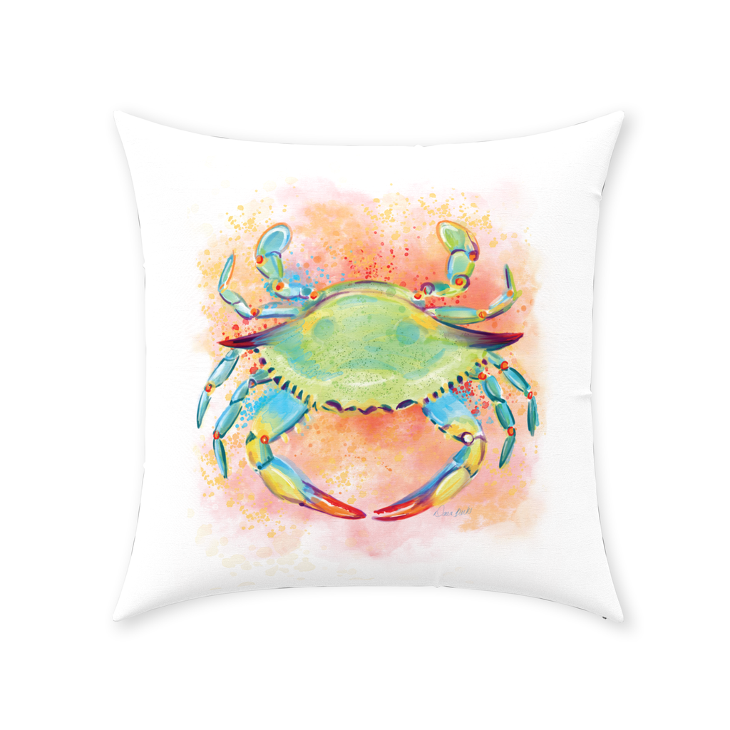 Watercolor Crab Throw Pillow
