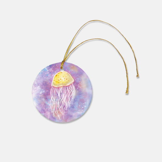 Jellyfish 3" Round Ceramic Christmas Ornament