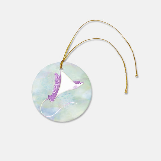 Stingray 3" Round Ceramic Christmas Ornament