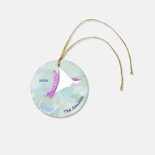 Personalized Stingray 3" Round Ceramic Christmas Ornament