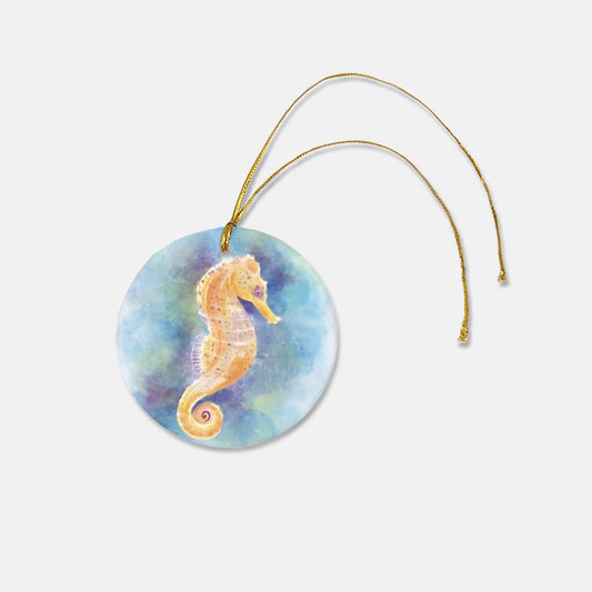 Seahorse 3" Round Ceramic Christmas Ornament