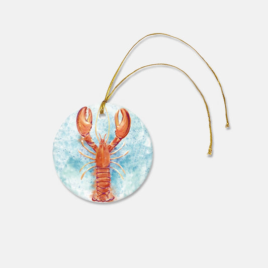 Lobster 3" Round Ceramic Christmas Ornament