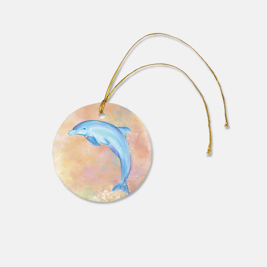 Dolphin 3" Round Ceramic Christmas Ornament