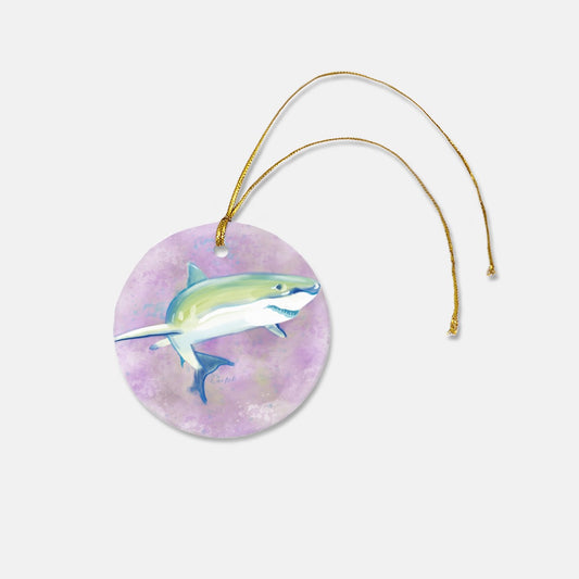 Shark 3" Round Ceramic Christmas Ornament