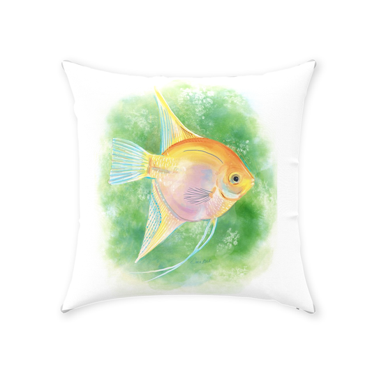 Watercolor Angelfish Throw Pillow
