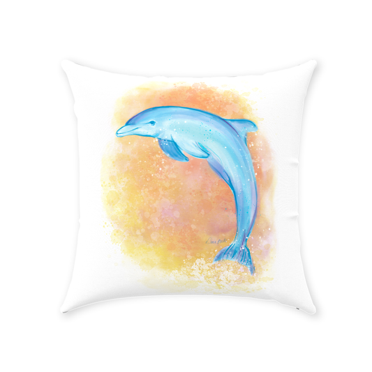 Watercolor Dolphin Throw Pillow