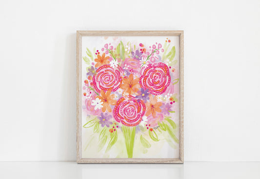 Sunny Bouquet Floral  Art Print