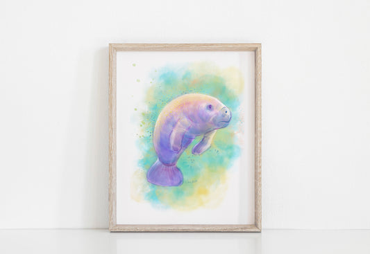 Watercolor Manatee Art Print