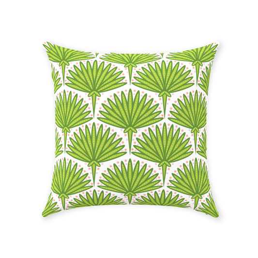 Green Palm Leaf Throw Pillows