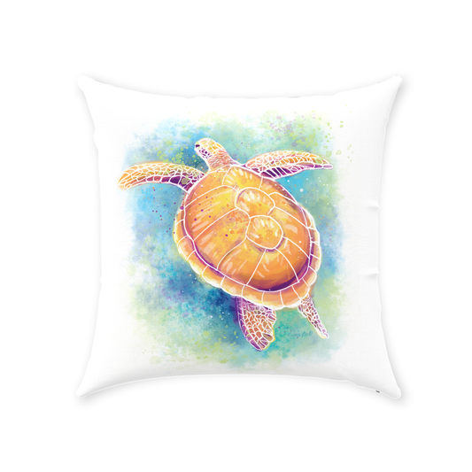 Watercolor Turtle Throw Pillow