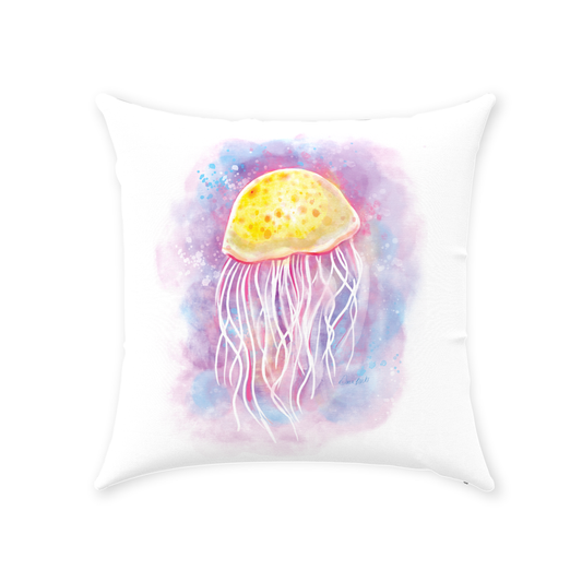 Watercolor Jellyfish Throw Pillow