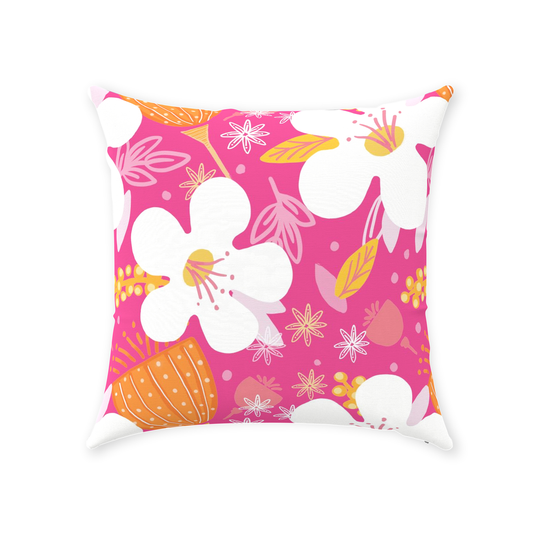 Pink Fiesta Flowers Throw Pillows