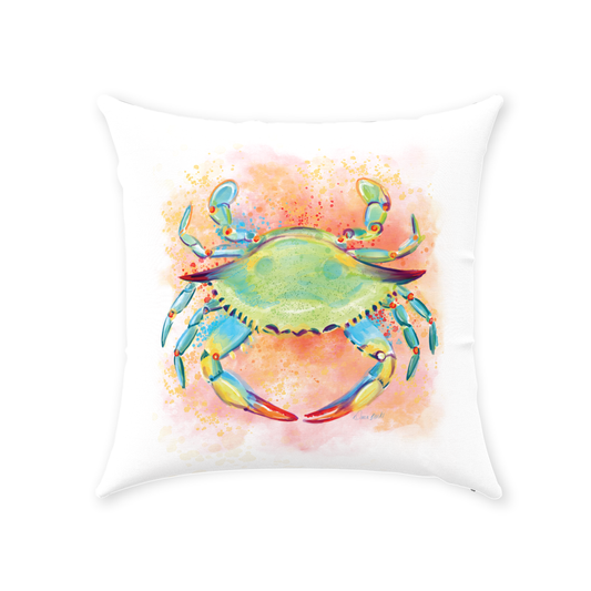 Watercolor Crab Throw Pillow