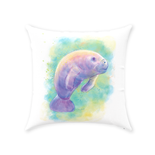 Watercolor Manatee Throw Pillow