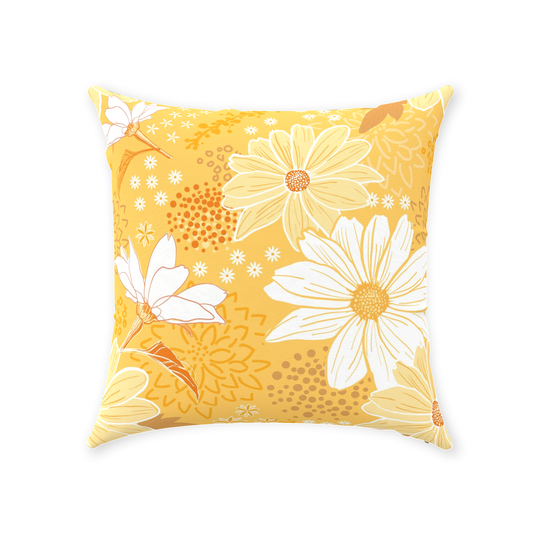 Yellow Blooms Throw Pillows