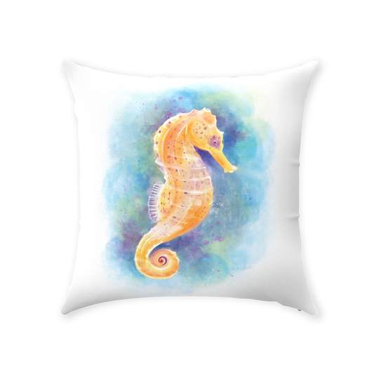 Watercolor Seahorse Throw Pillow