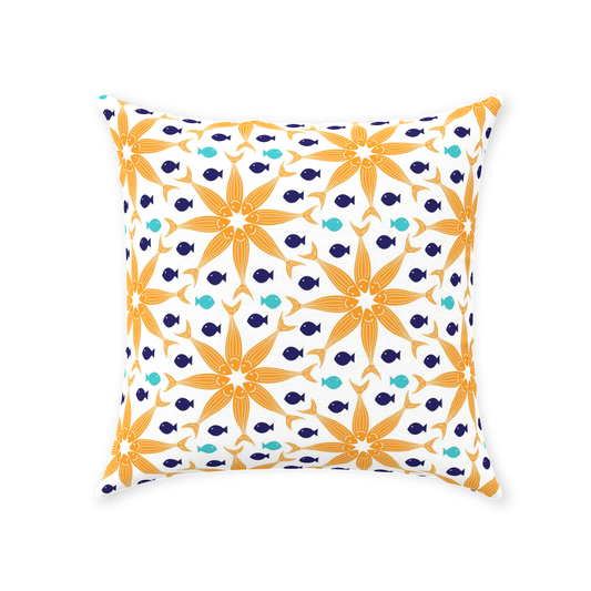 Geometric Orange Fish Throw Pillows