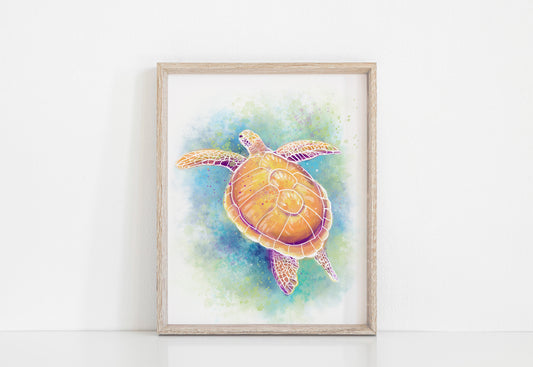 Watercolor  Sea Turtle Art Print